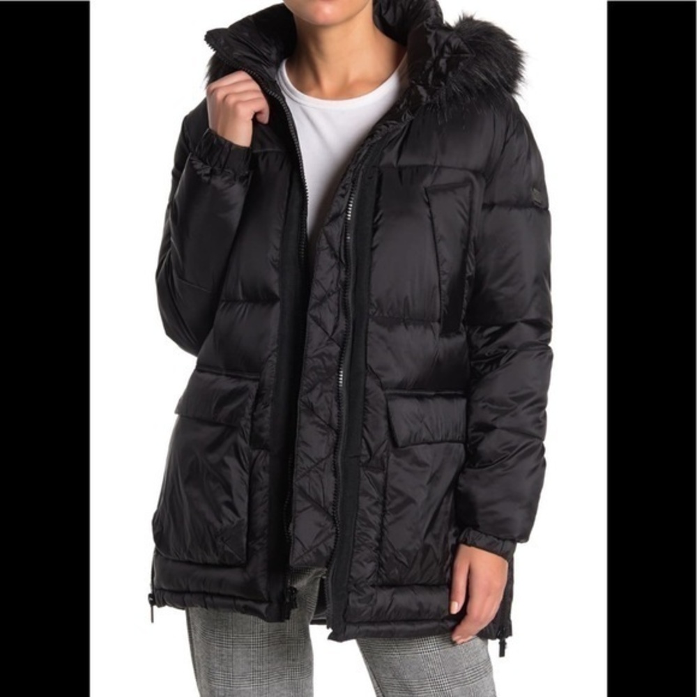 NWT-Rachel Roy Faux-Fur Hooded Puffer Jacket